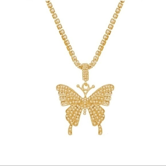 3/$30 💛 Rhinestone Butterfly Necklace - Picture 2 of 2